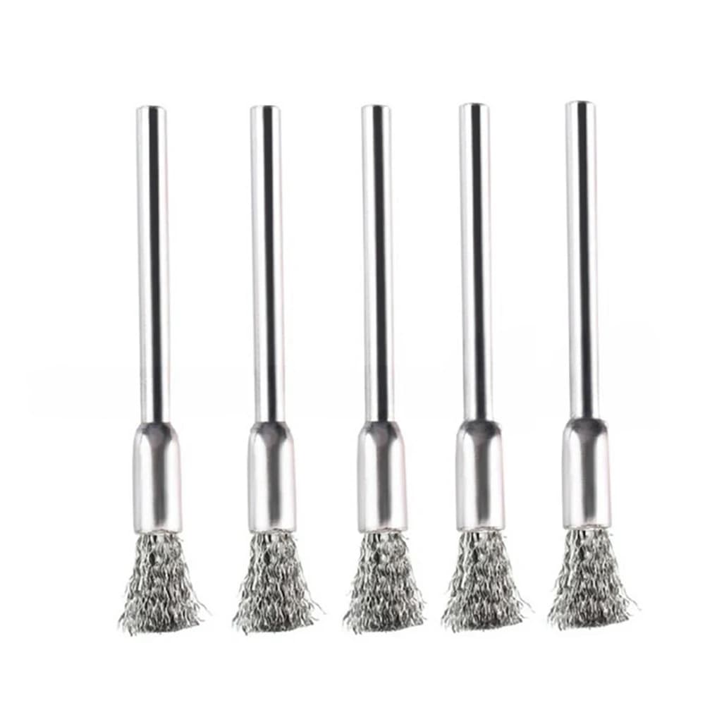 5PCS Stainless Steel Brush Wire 50mm Extension Rod Scratch Brushes for Drill Power Rotary Tool