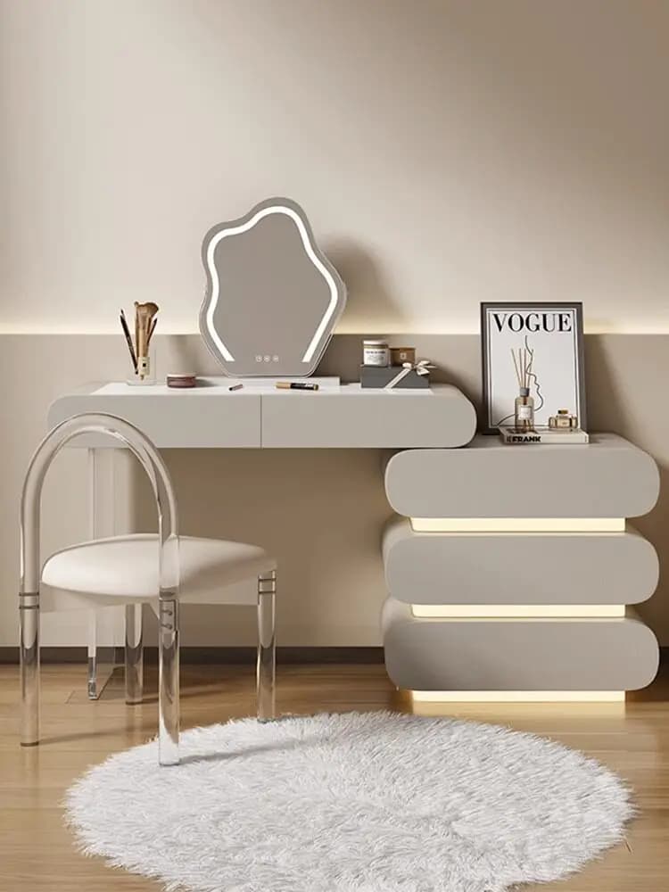 YJQ Italian minimalist solid wood dresser small apartment bedroom corner makeup table desk integrated