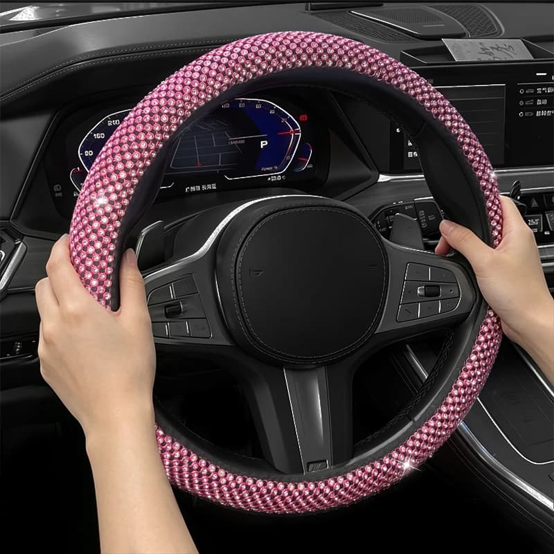 Steering Wheel Covers Bling Bling Diamond Rhinestones Car Steering Wheel Cover 37/38cm  Four Seasons Auto Interior Accessories