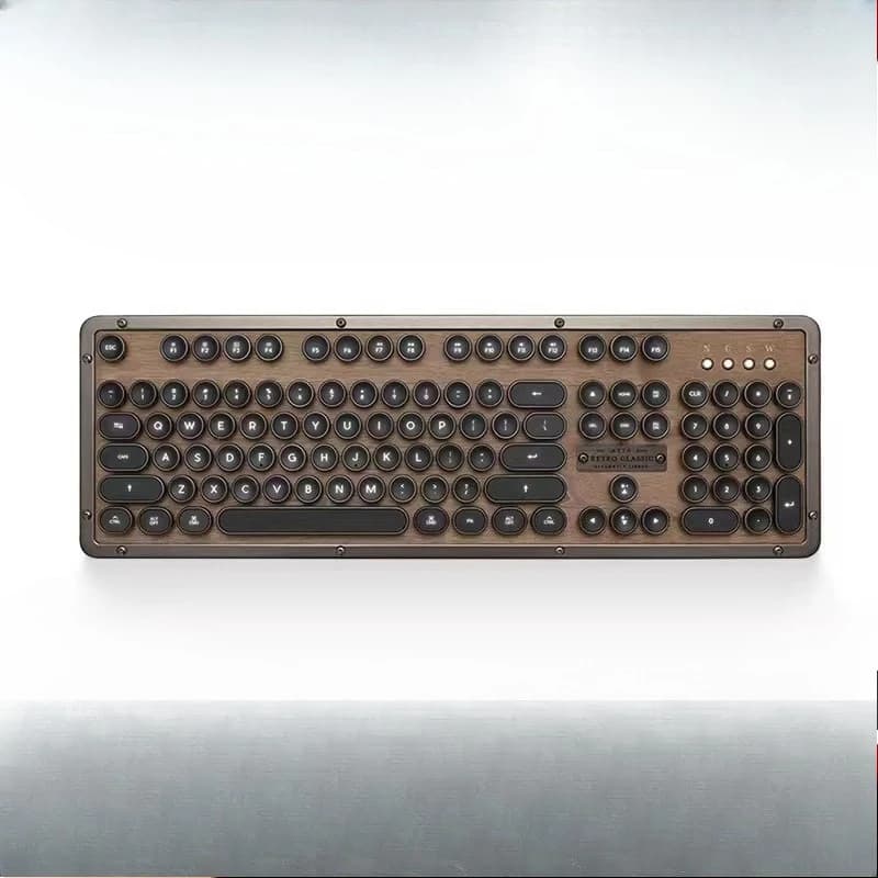 Classic retro dual-mode walnut mechanical keyboard bluetooth