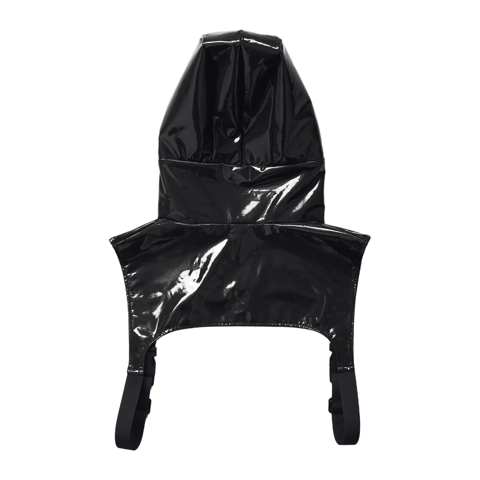 Men Raves PU Leather Hooded Cropped Tops Party Showing Chest Muscle Vest High Neck Zip-up Adjustable Underarm Strap Tank Top