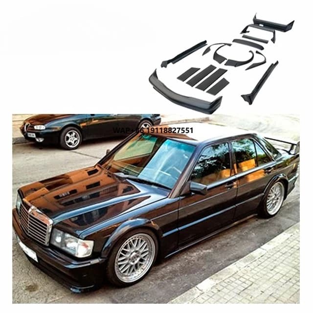 For W201 190E Body Kit Evo2 Front Bumper Rear Bumper Fender Spoiler Side Skirt Diffuser
