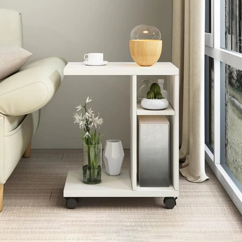 MDF rotating coffee table with wheels wooden furniture modern living room