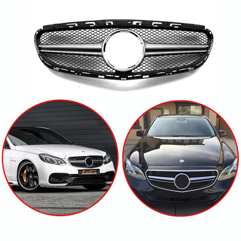 For 2013-2015 Mercedes Benz E-Class Sport W212 AMG Style High Quality ABS Car Front Bumper Grill Racing Grills Glossy Black