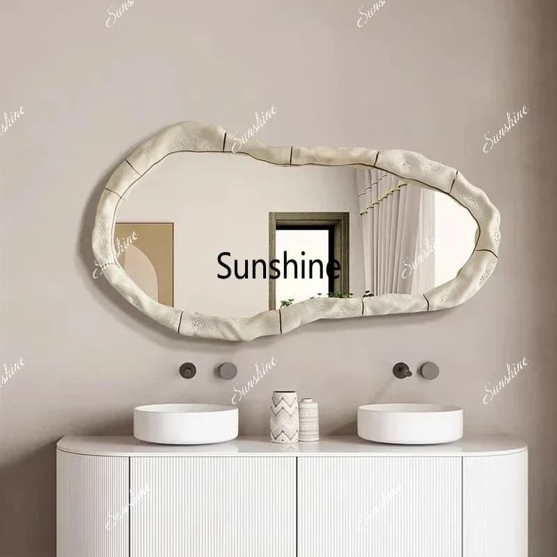 Nordic luxury mirror washbasin bathroom bathroom mirror wall hanging irregular vanitymirror art creative decorative mirror homeT