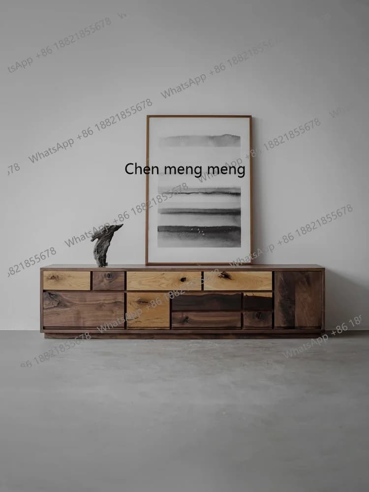 H A variety of wood colorful TV cabinet modern simple wabi sandy wind floor cabinet multi-bucket Nordic