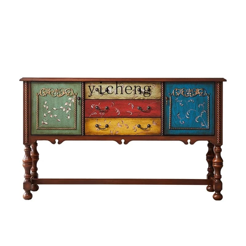 b11- solid wood porch cabinet entrance hall decoration painted engraving dining side locker bedroom storage cabinet