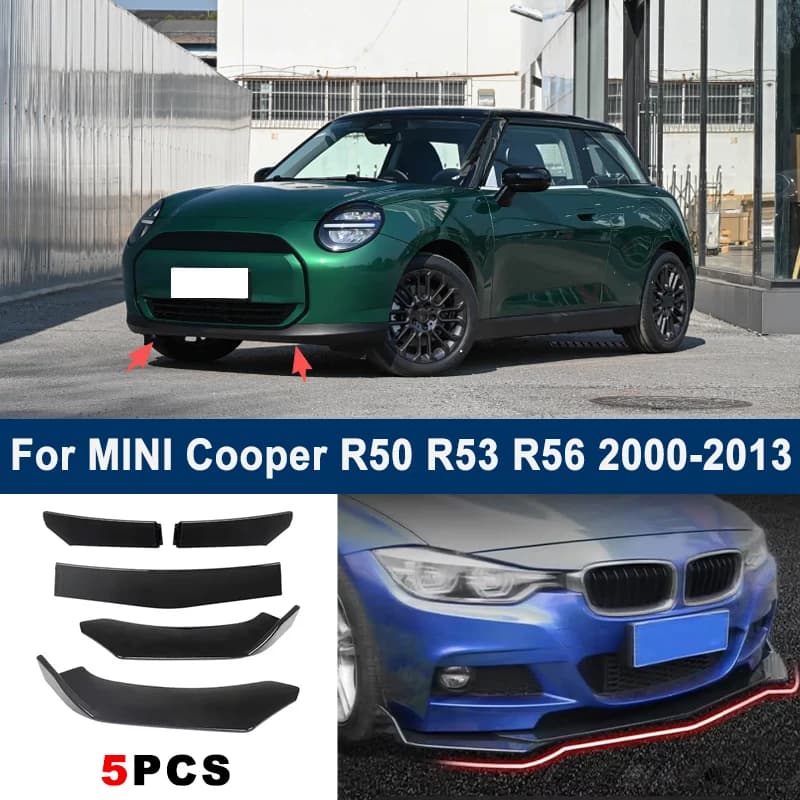Adjustable 5Pcs Sectional Front Spoiler Lip For MINI Cooper R50 R53 R56 2000-2013 Front Bumper Splitter Sport Body Kit