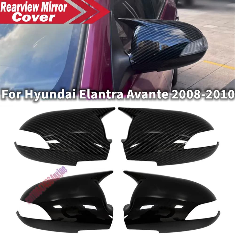For Hyundai Elantra Avante 2008-2010 ABS Car Rearview Side Mirror Cover Wing Cap Exterior Door Housing Trim Adhesive Sticker