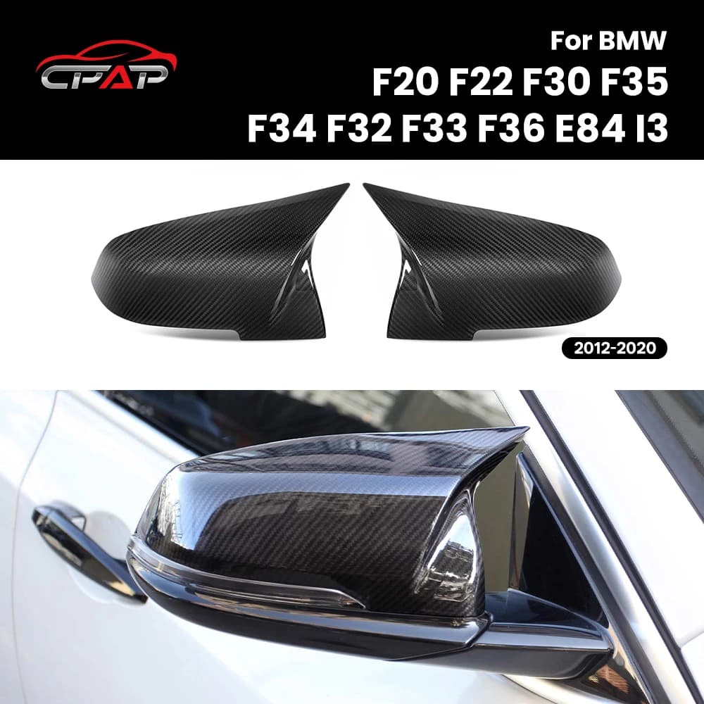 Real Dry Carbon Fiber Car Side Door Rearview Mirror Cover Caps For BMW F20 F22 F30 F35 F34 F32 F33 F36 E84 I3 2012-2020