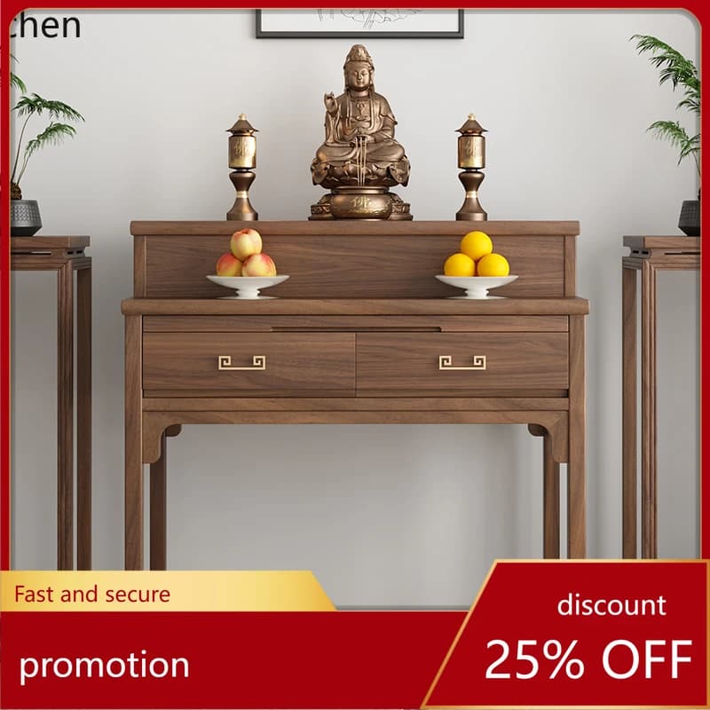 CZ table incense case household living room simple incense table black walnut Buddha table casket shrine