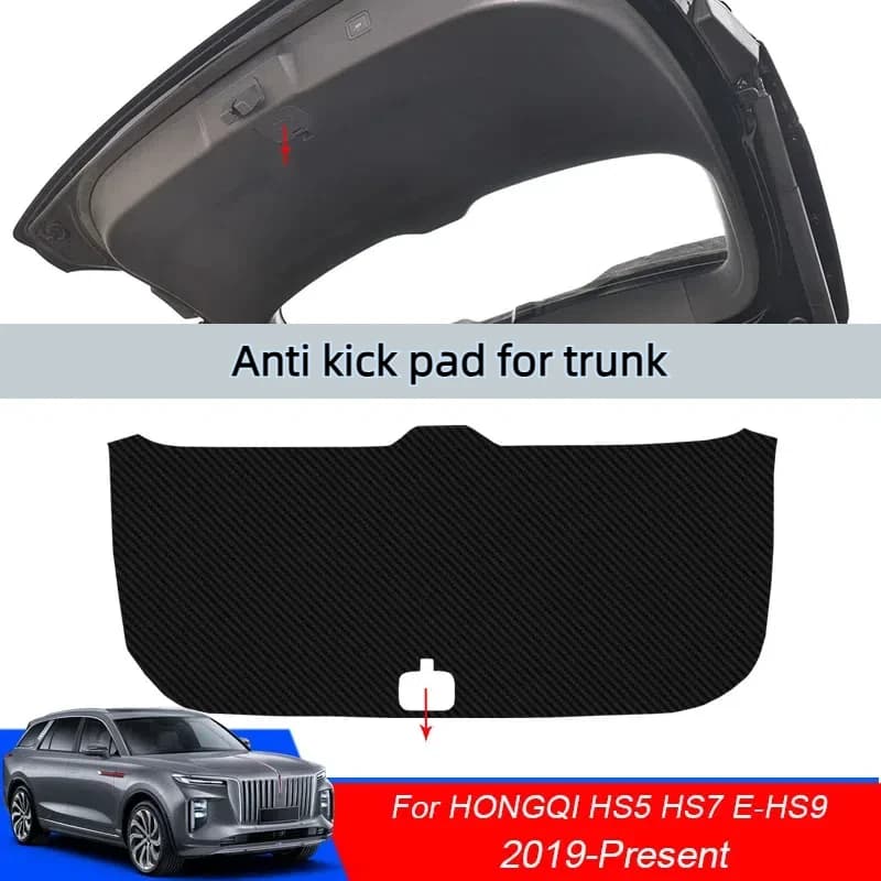 Car PU Leather Mat Anti-kick Cushion Trunk Weather Dustproof Protection Tailgate Sticker For HONGQI HS5 HS7 E-HS9 2022-2025