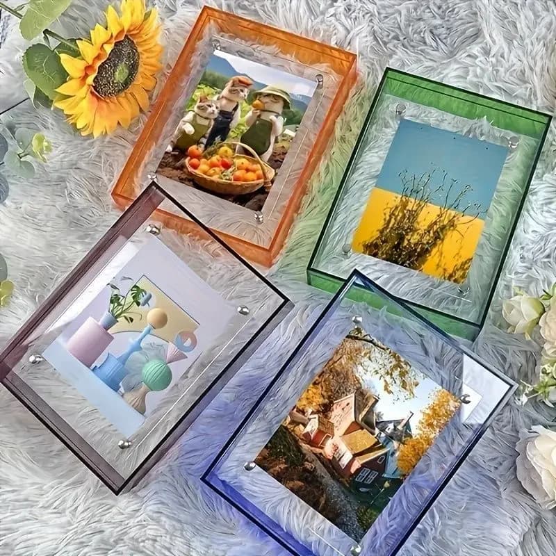 Colorful Acrylic Hollow Translucent Thick Photo Frame for Wall, Acrylic Photo Frame for Picture and Painting, Desktop Decoration