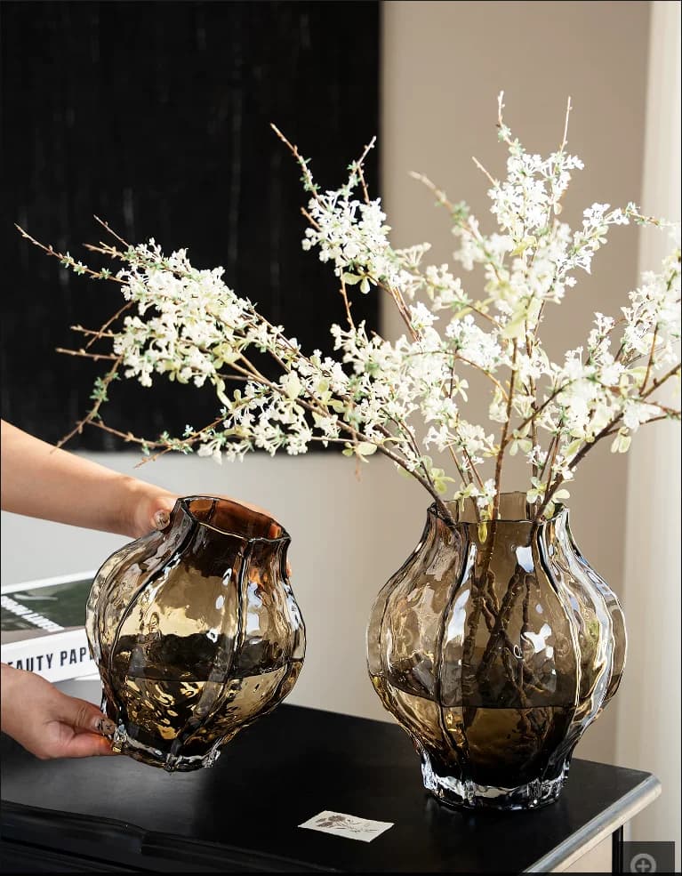 Nordic Glass Vase Transparent Waterborne Flower Arrangement Accessories Home Living Room Ornaments Office Desk Furnishing Decor