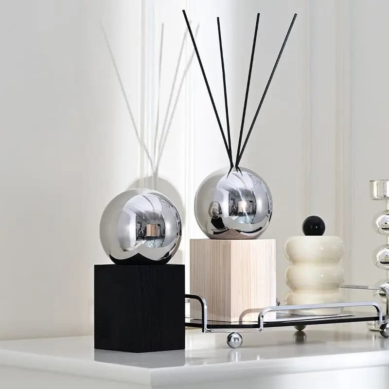 Wooden Base Stainless Steel Aromatherapy Diffuser Unscented Wooden Base Home Decor Diffuser Holiday Ornament Without Oils