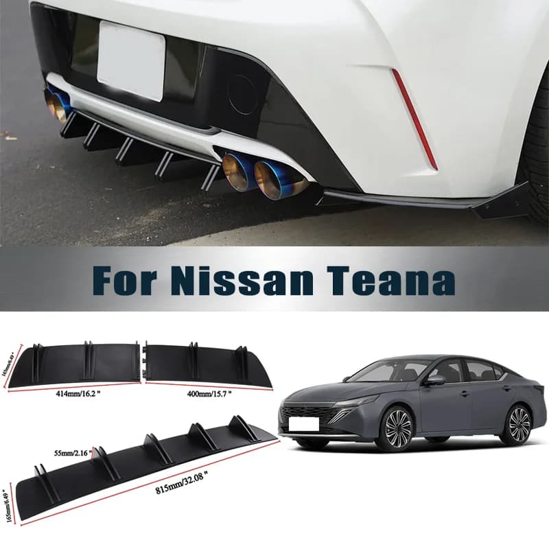 Rear Bumper Shark Fin Diffuser ABS Curved Aero Splitter Anti-Collision Chassis Protector For Nissan Teana Car Styling