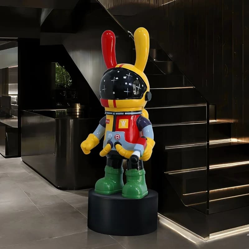 Modern Home Decor Space Rabbit Sculpture Large Piggy Bank Living Room Floor Ornaments Painted Resin Crafts Animal Figurine Model