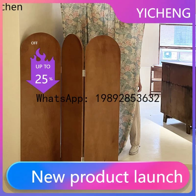 A3-3  Folding Screen Partition Wooden Retro Clothing Store Matching Props Foldable Mobile