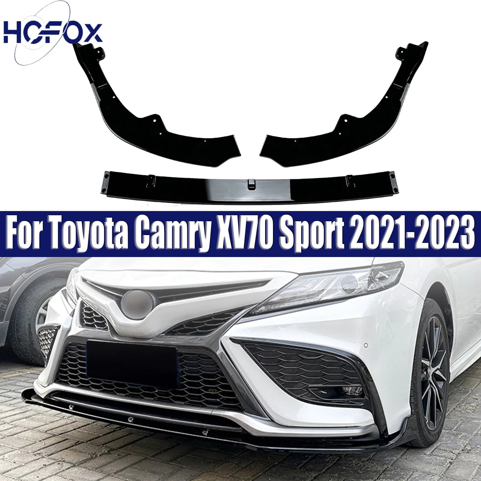 Car Front Bumper Lip Spoiler Splitter Canard Lip Diffuser For Toyota Camry XV70 Sport 2021-2023