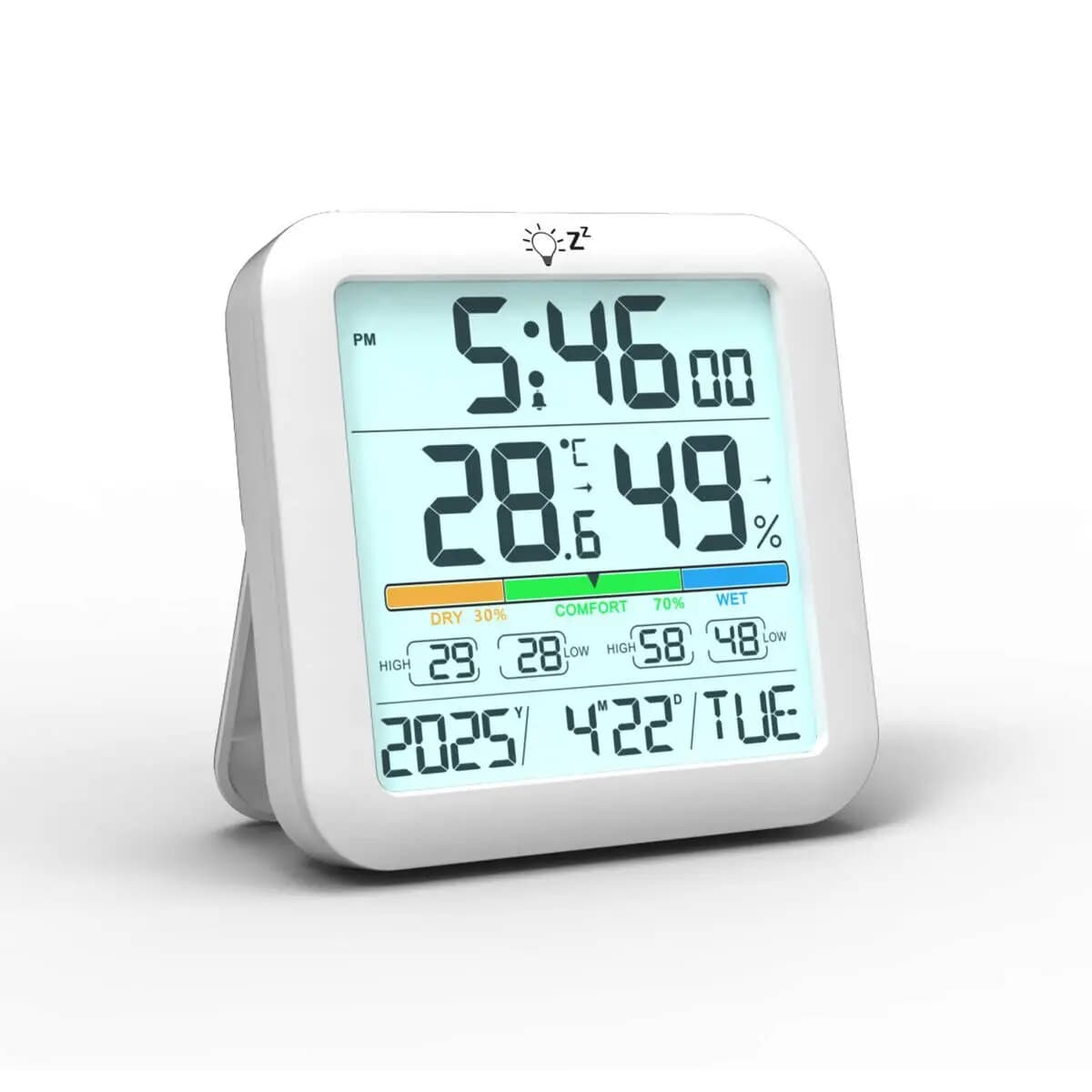 LCD Thermometer With Hygrometer Bed Alarm Clock Indoor Digital Thermometer