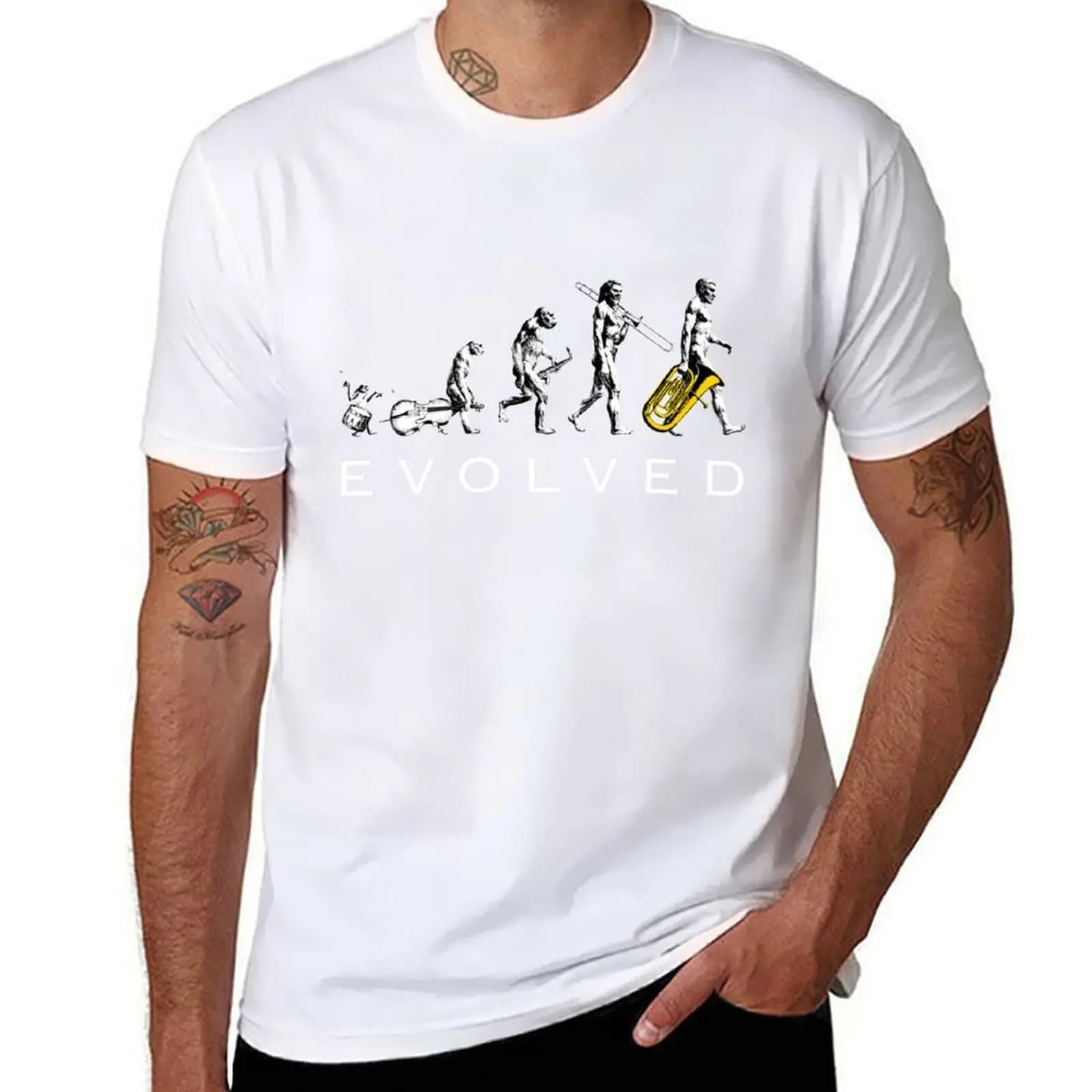 Tuba Evolution T-Shirt funny t shirts man funny t shirts cotton T-Shirt