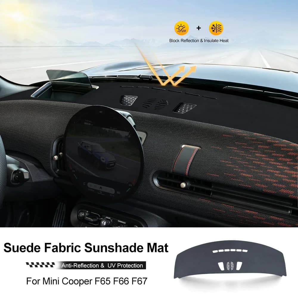 Center Dashboard Sunshade Mat for BMW Mini Cooper S F65 F66 F67 Suede Fabric Anti-UV Anti-slip Protector Pad Car Accessories