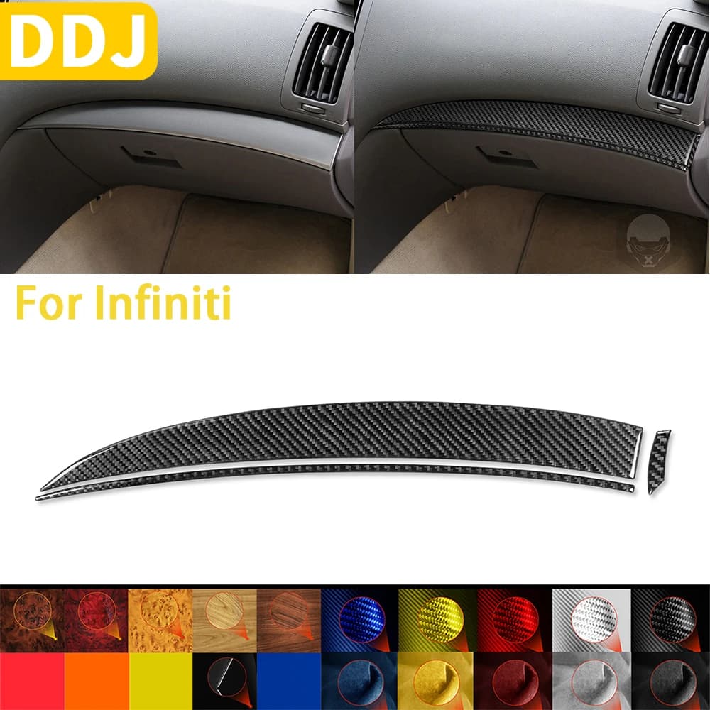 For Infiniti G35 2007-2008 G37 2008-2013 G25 Q60 Accessories Car Carbon Fiber Auto Interior Co-Pilot Instrument Trim Sticker
