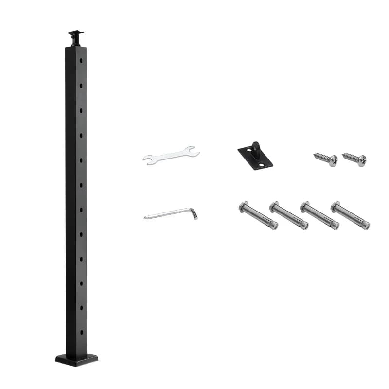 Cable railing posts 42x1x2 stainless steel stair posts with 30 degree angle holes, pre-drilled for cable railing