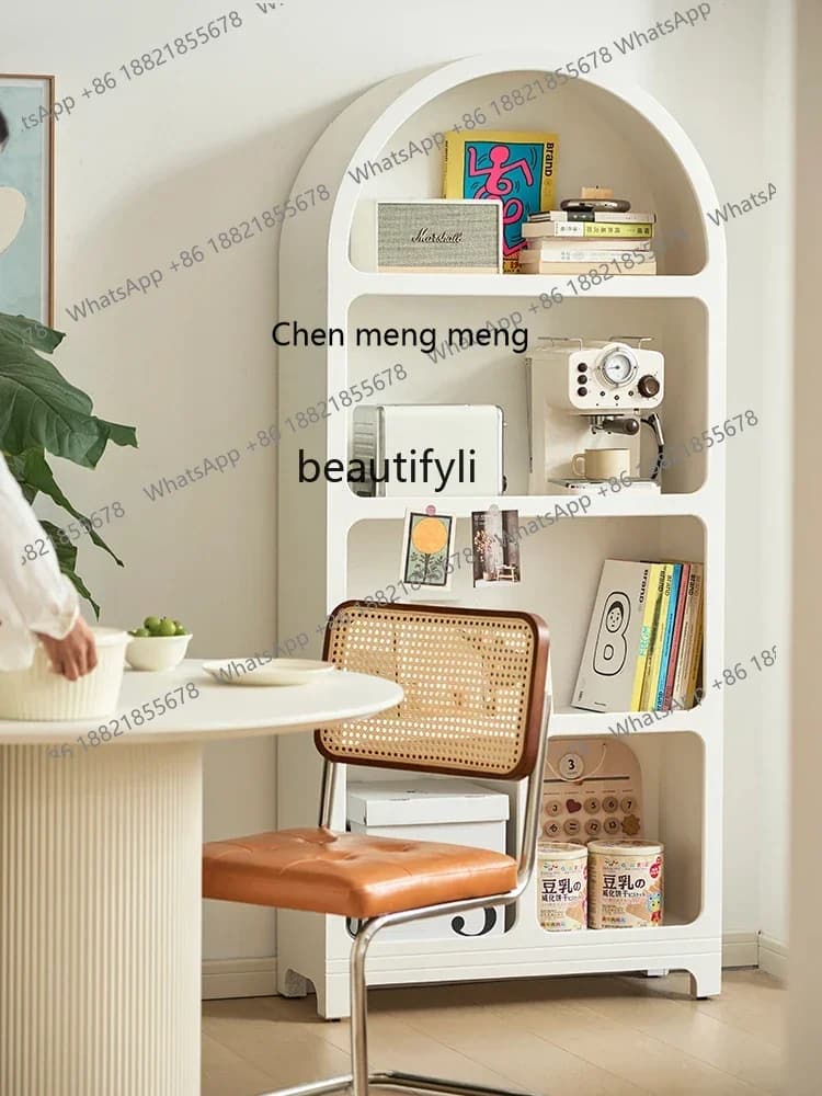 zq1Storage simple bookshelf living room multi-layer display cream wind floor cave cabinet