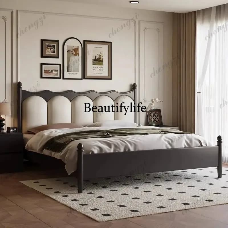 Modern Cheap Double Bed Nordic Vintage Wooden Storage Cloud Double Bed Lit Luxe Japanese Adults Camas De Dormitorio Furniture