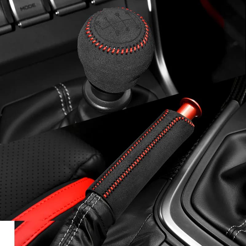Car Gear Shift Knob Cover Handbrake Grip Covers Suede Leather Automobile Interior Decor Accessories For Toyota GR86 Subaru BRZ