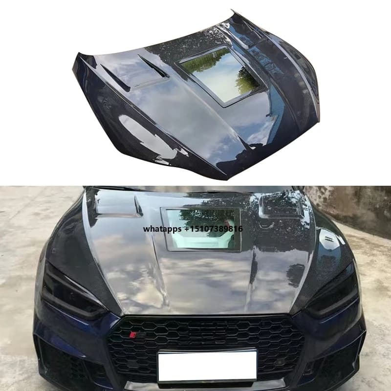 2016-2024 Carbon Fiber Black Transparent Universal Fitment Engine Hood New Condition Bolt-On Installation for A5