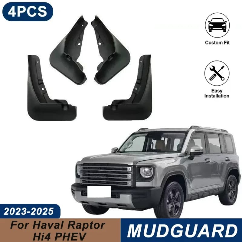 4PCS Car Mud Flaps For Haval Raptor Hi4 PHEV 2023-2025 Waterproof Anti-Splash Fender Mudguards Auto Exterior Accessories