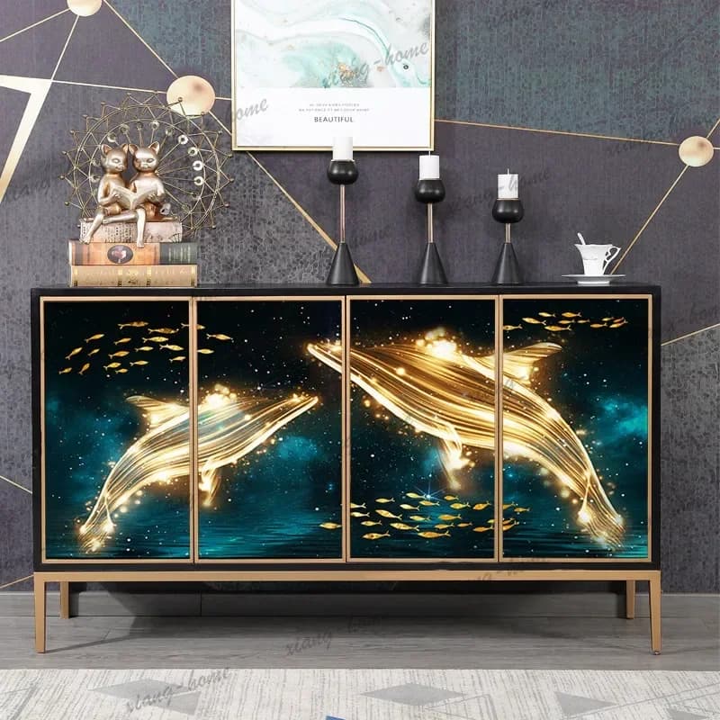 YJ Luxury Entranceway Living Room Cabinets Mounted High-End Cabinet Artistic Painted Storage Decoration Home Furniture Muebles L