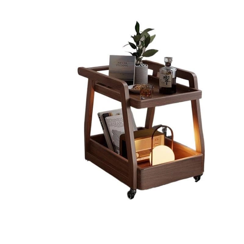 Solid wood edge few movable sofa side table bedside cabinet trolley