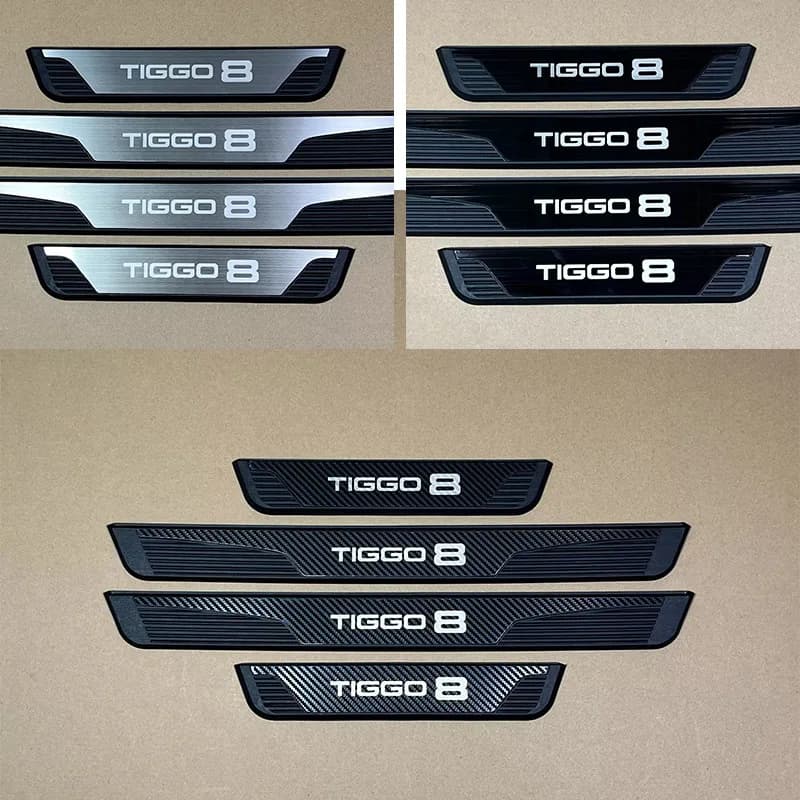 Door Sill Pedal Cover Trims Scuff Plate Protector Strips Stickers For Chery Tiggo 8 Plus Pro Car Styling Self-adhesive Plastic B