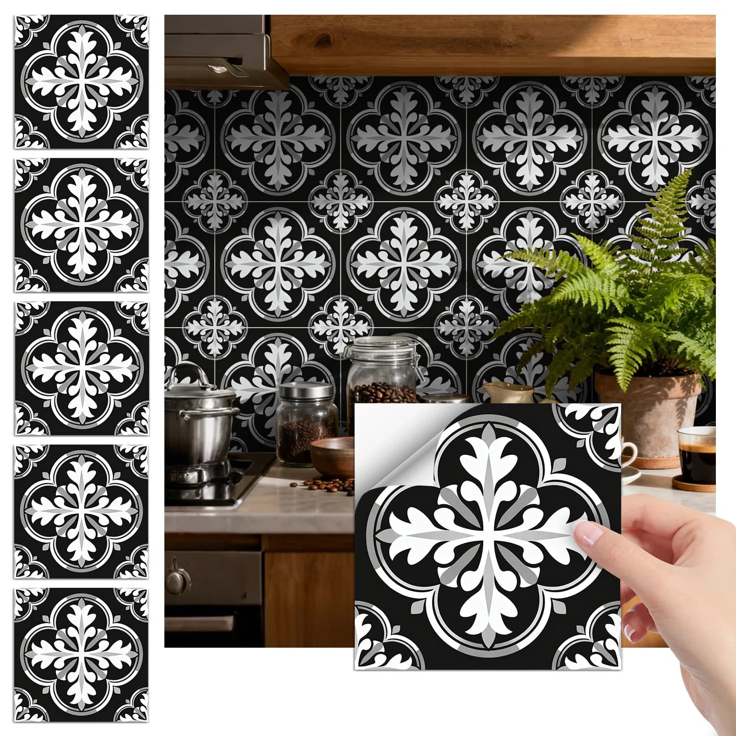 Stickers muraux bohème tuiles autocollantes décoration murale, cuisine, résistant à l'usure, décoration intérieure 36 pièces