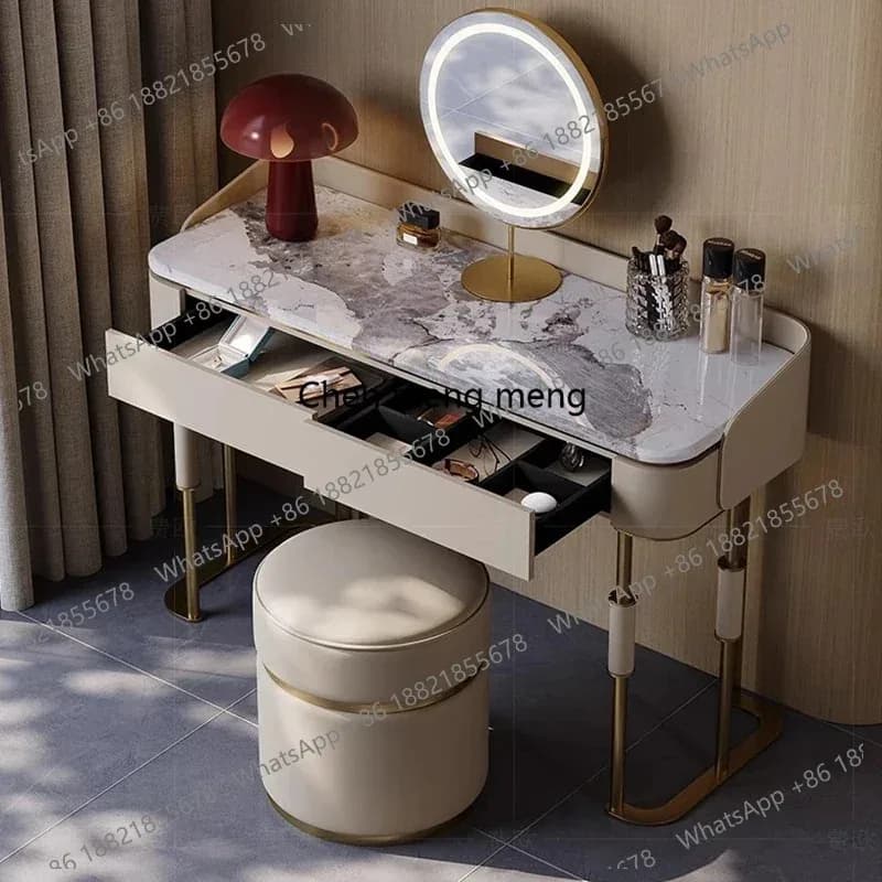E136  Luxury Modern Vanity Table Wood Service Cosmetics Bedroom Dressing Table Mirror Makeup Chair Mesa De Maquillaje Home Furni