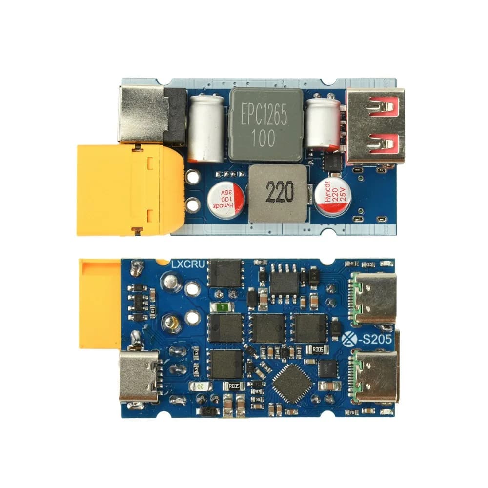 205W High Power Fast Charging Module PD QC Full Protocol Buck Boost Charging Board DC9-30V Input 140W+65W Dual Output Module