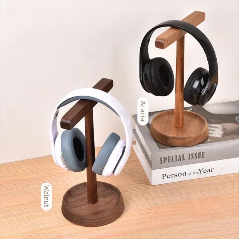 Walnut Wood Headphone Stand, Anti-scratch Holder for Over-ear Headsets, Ideal for Desk, Gaming & Office,Perfect for Desk & Home
