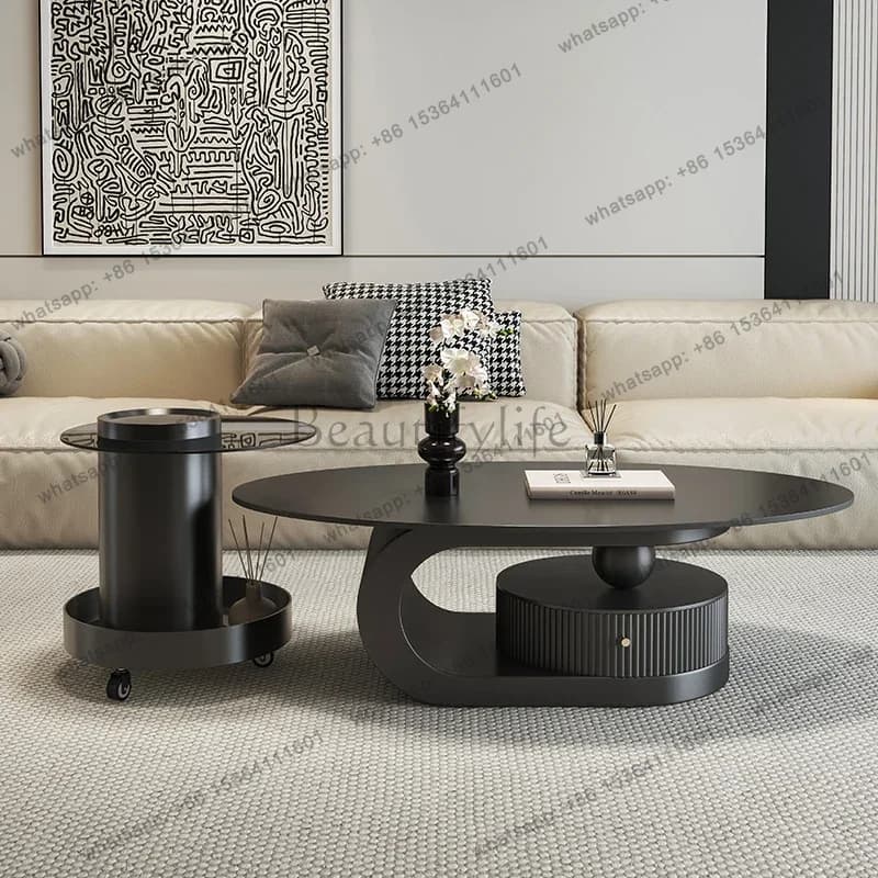 FG Designer Minimalist Table Oval Light Luxury Creative Rock Coffee Table Small Modern Minimalist Kaffee Tische Home Furniture