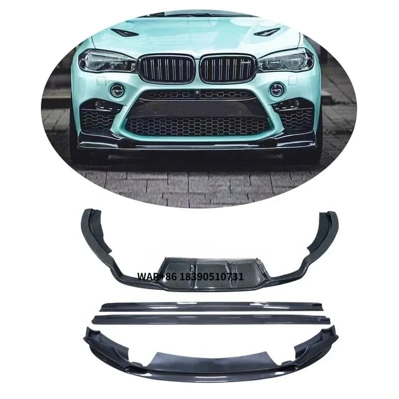 Carbon Fiber Front Bumper Lip Rear Diffuser Spoiler Side Skirts for F85 F86 X5M X6M 2014-2018 3D Style Body Kit