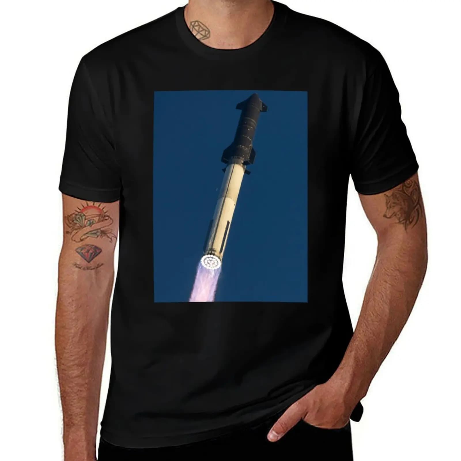 Starship and Superheavy rocket launch T-Shirt Classic Basic Casual T-Shirt