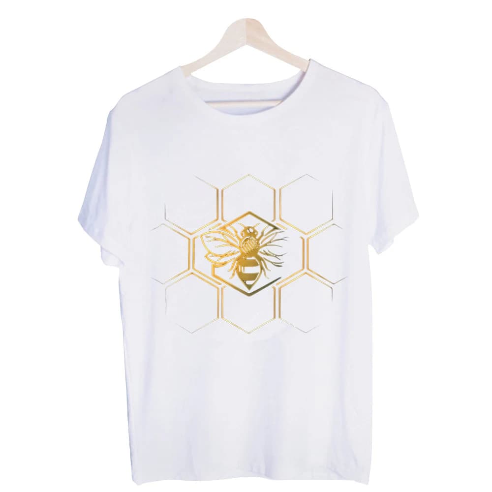 Men's Bee and Honeycomb Graphic Tee, Short Sleeve Crew Neck T-Shirt for Casual Daily Wear and Summer Outfits