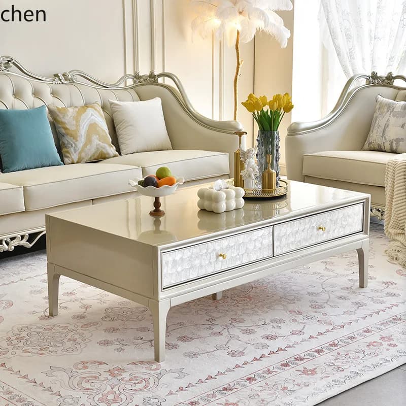HT Solid Wood Living Room Light Luxury Sofa Villa Single Double Three-Seater High-End Elegant Combination Sofa