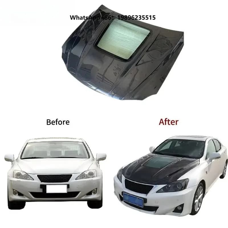 Suitable for 05-12 IS300 250 350 Modification: Carbon Fiber Glass Hood Engine Hood and Front Cover Upgraded Glass Design