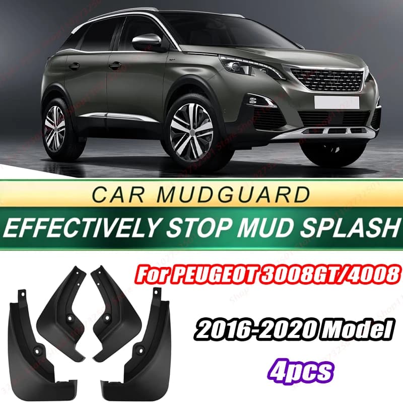 For PEUGEOT 3008GT/4008 2016-2020 Model 4PCS Front Rear Mud Flaps Splash Guards Fender Mudguards Auto Accessories