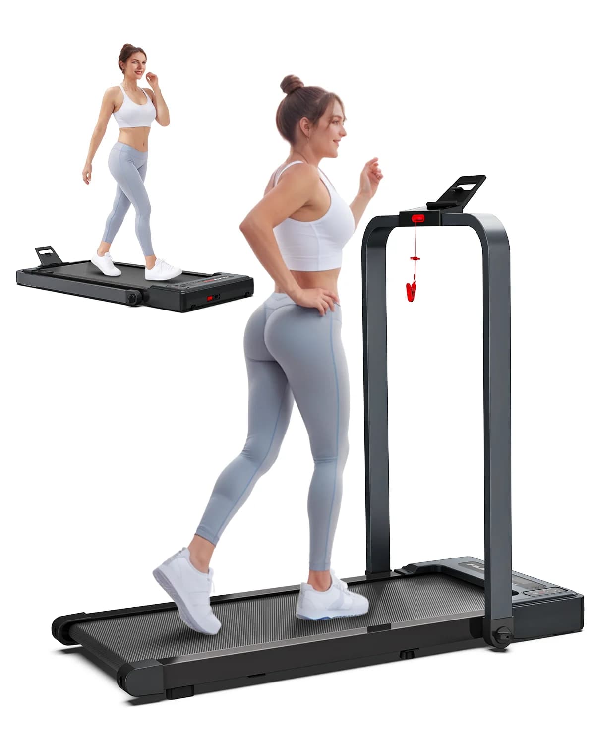 Walking Pad with Handle Bar Walking Pad Treadmill 300 lb Capacity Under Desk Portable Foldable Treadmills for Home