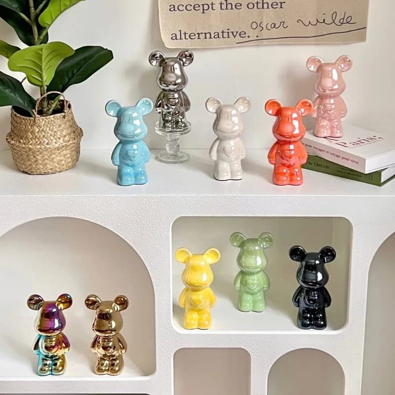 Aesthetic Bear Brick Ceramic Statue Teddy Bear Decoration Action Doll Sculpture Room Decoration Home Decoration Crafts