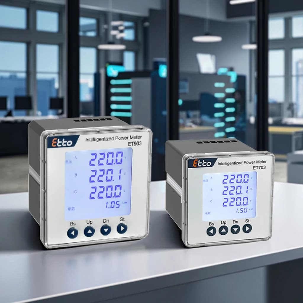 ET903/ET703 3 Phase Energy Panel Mount CE Smart Electric kwh Energy Meter Multifunction Power  ing Devices